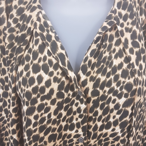 J.Crew Factory Animal Print Neck Tie Business Career Blouse - Picture 4 of 10